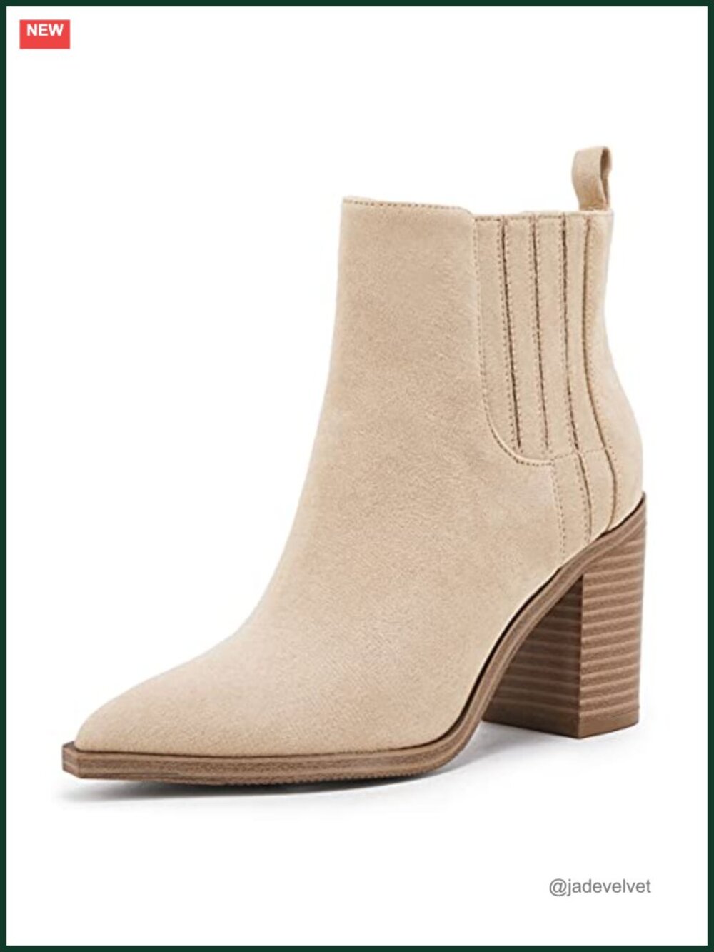 Womens Ankle Boots Slip On Pointed Toe Chunky Block Mid Heel Faux Leather